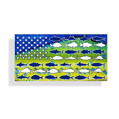 Mahi Mahi USA Fish Flag Sticker