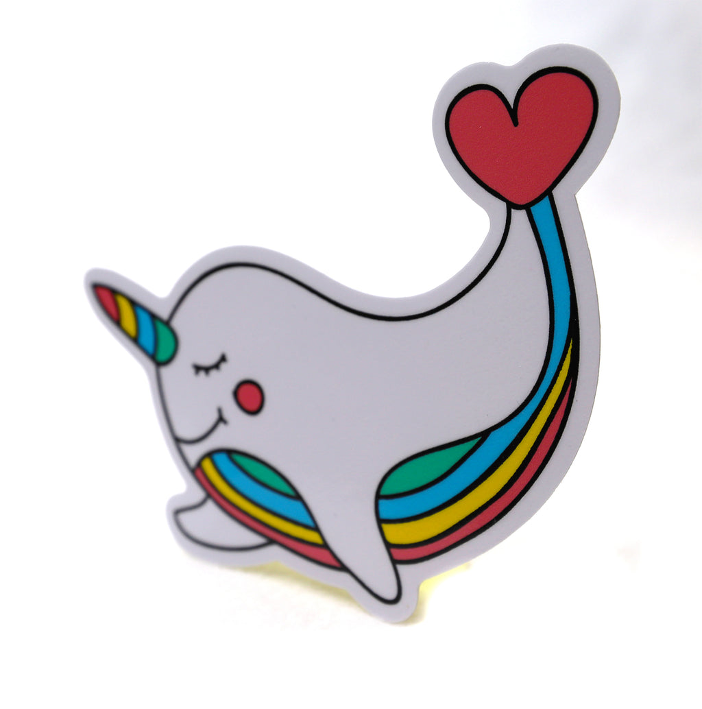 Rainbow Narwhal Unicorn Heart Sticker