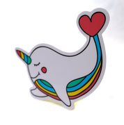 Rainbow Narwhal Unicorn Heart Sticker