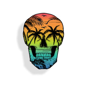 Beach Scene Skull Sticker