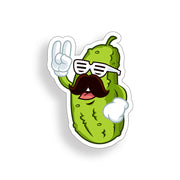 Pickle Mustache Dude Sticker