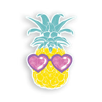 Pineapple with Pink heart Sunglasses Sticker