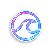 Pink Blue Swirl Wave Circle Sticker