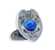 Proud Police Officer Mom Silver Badge Sticker