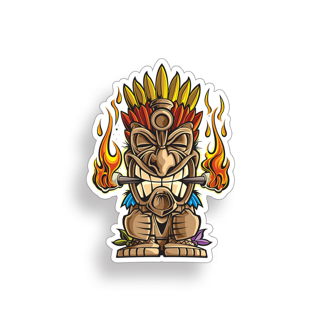 Tiki Guy Flame Sticker