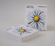 Watercolor White Daisy 4" Flower